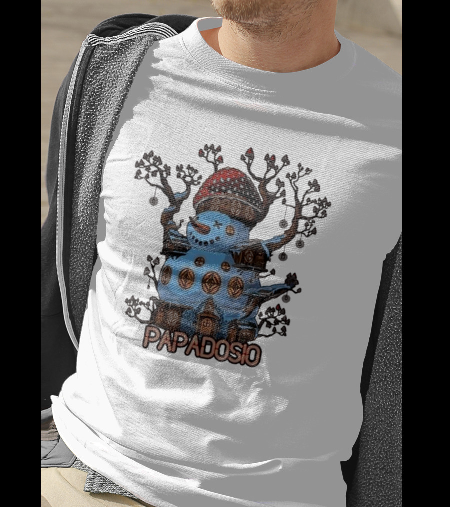 Papadosio Crimbus Snowman With Red Hat And Light Symbols T-Shirt