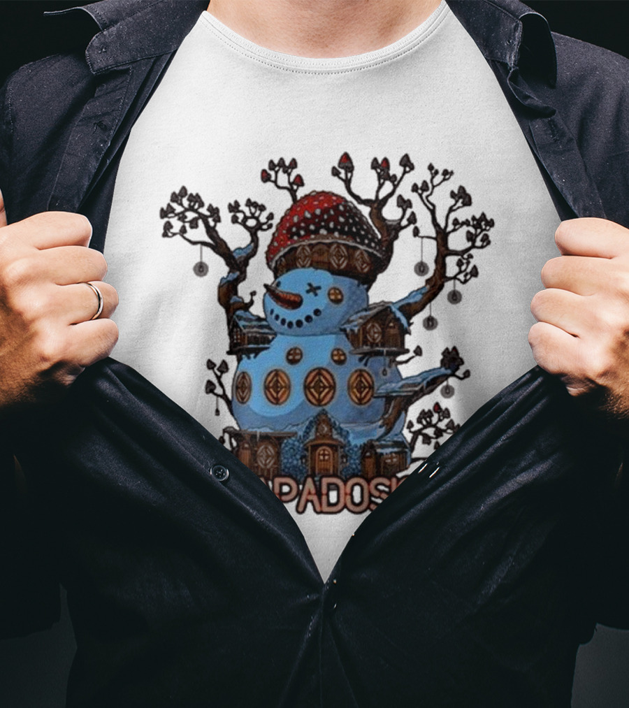 Papadosio Crimbus Snowman With Red Hat And Light Symbols T-Shirt
