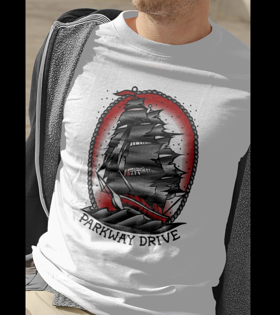 Parkway Drive Home Is For The Heartless Ship Ocean Tattoo Art Style T-Shirt