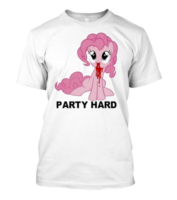 Party Hard Pony Creepy Pink Character Emo Aesthetic T-Shirt