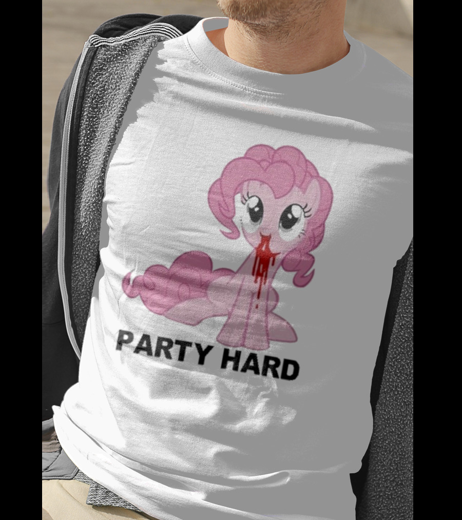 Party Hard Pony Creepy Pink Character Emo Aesthetic T-Shirt