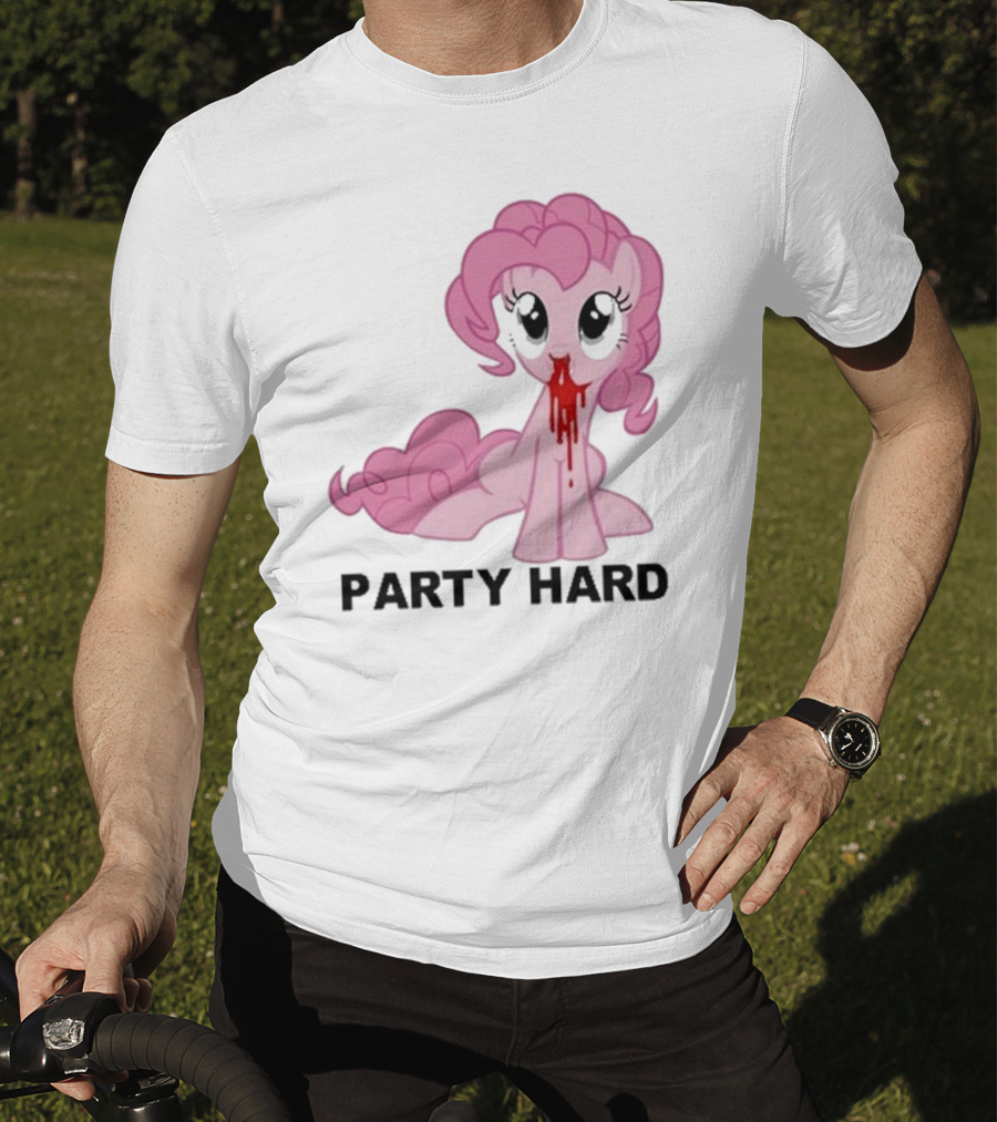 Party Hard Pony Creepy Pink Character Emo Aesthetic T-Shirt