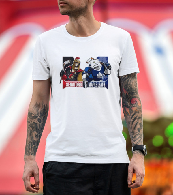 Premium T-Shirt: Ottawa Senators Toronto Maple Leafs 2025 Eastern Conference Quarter Finals Hockey Showdown T-Shirt Ottawa Senators Toronto Maple Leafs 2025 Eastern Conference Quarter Finals Hockey Showdown T-Shirt