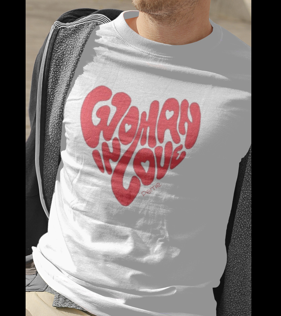 Perrie Woman In Love Heart-Shaped Typography T-Shirt