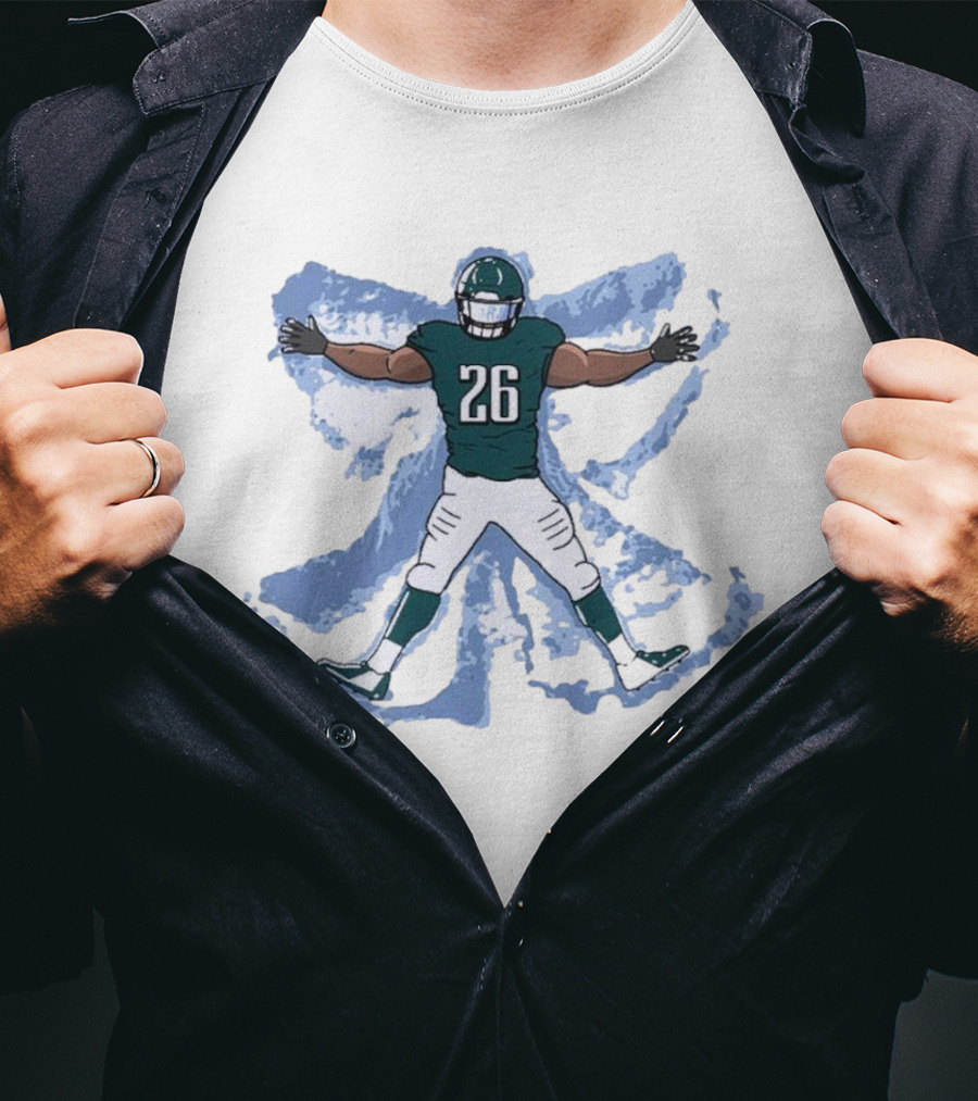 Philadelphia Eagles Philly Football Snow Angel Player 26 Green Uniform T-Shirt
