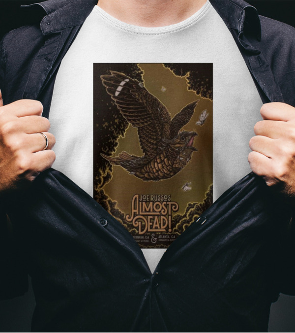 Joe Russo's Almost Dead 2025 Tour Savannah And Atlanta Dates With Owl And Moths Imagery T-Shirt
