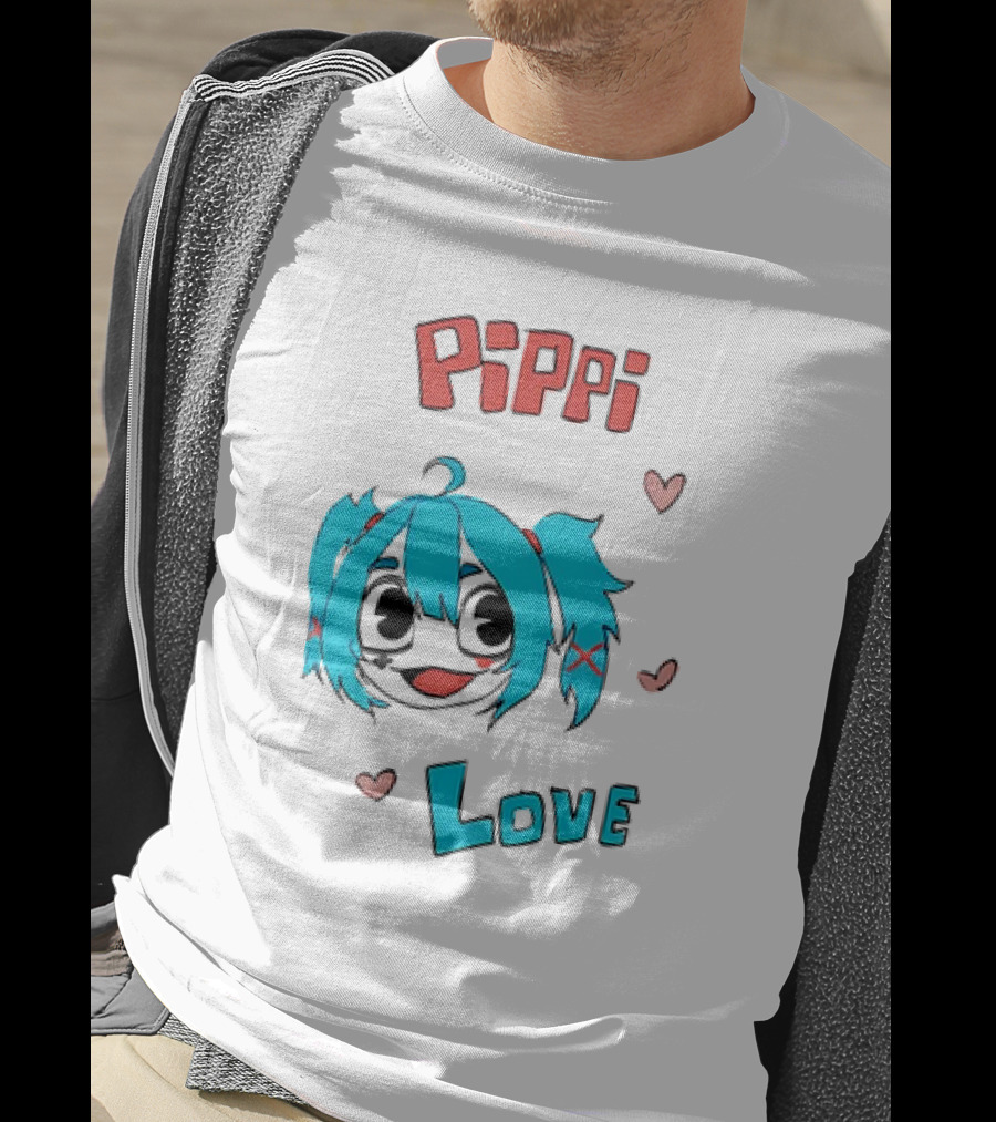 Pippi Love Blue Hair Cute Hearts T-Shirt