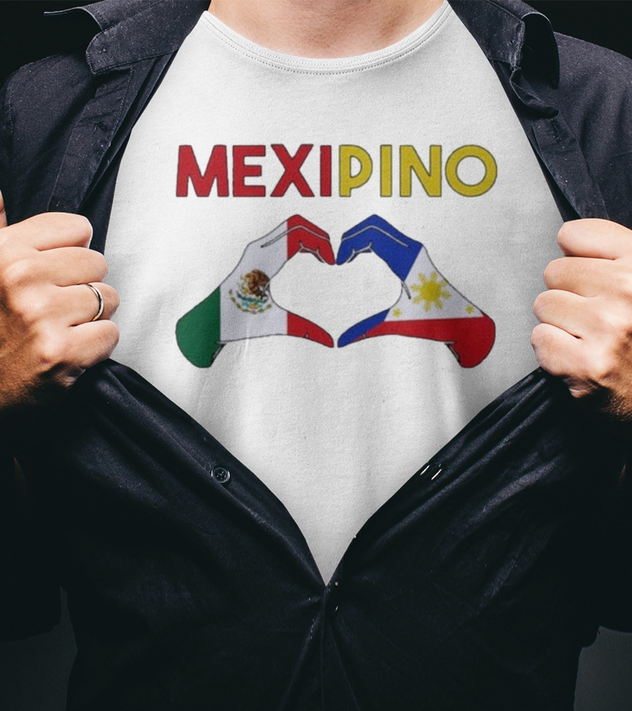 Mexipino Philippines Mexico Hands Heart Flag T-Shirt