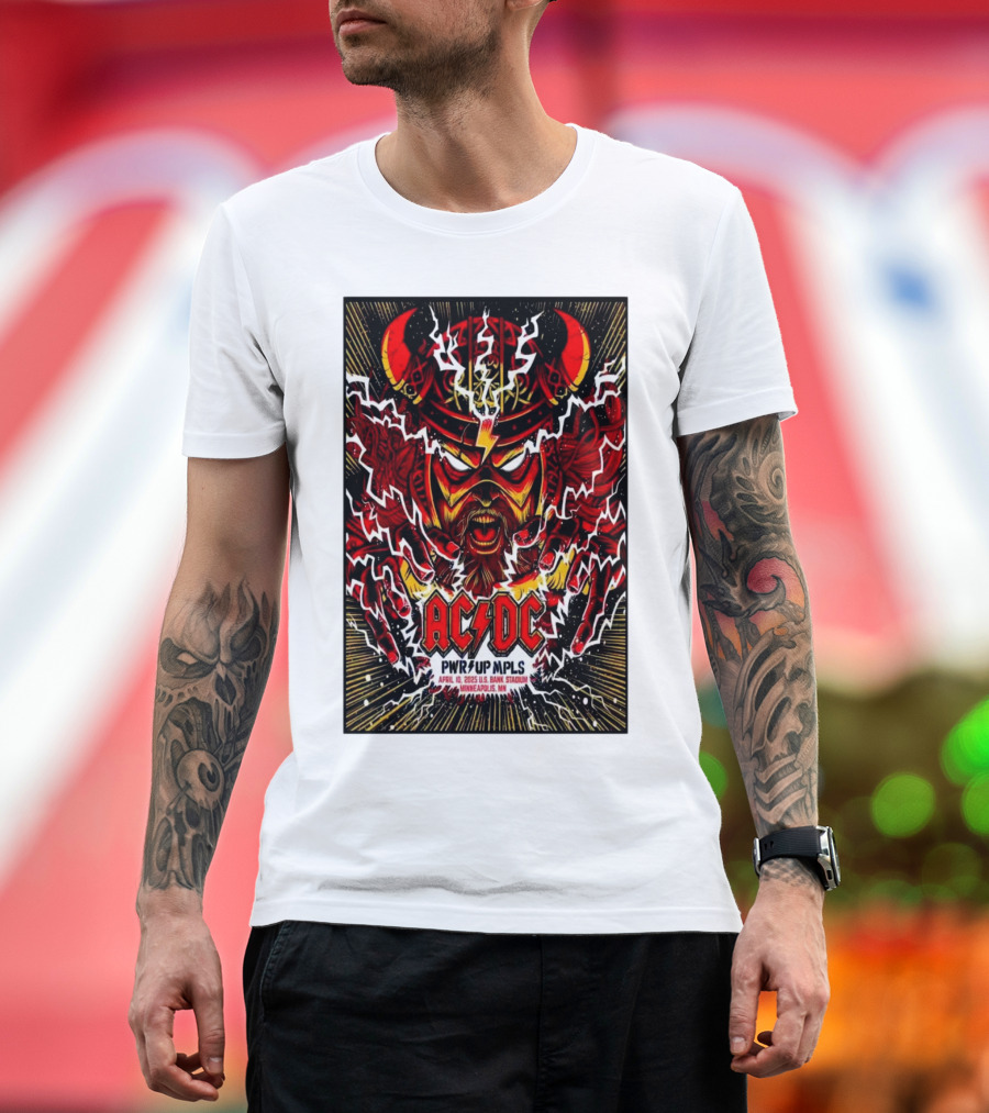 AC DC PWRϟUP MPLS Live Minneapolis U.S. Bank Stadium April 10 2025 Electric Viking T-Shirt
