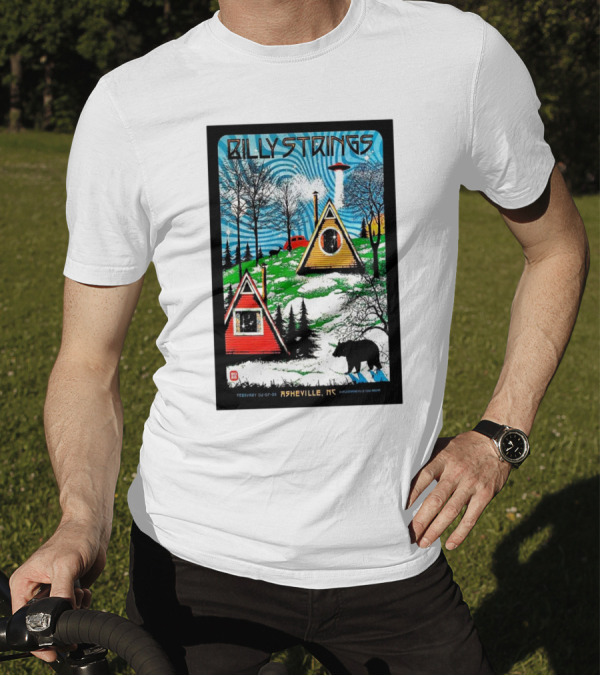 Billy Strings Feb 6-8 2025 ExploreAsheville.com Arena NC Cabin UFO Bear Forest T-Shirt