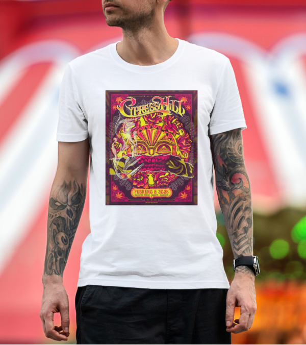 Premium T-Shirt: Cypress Hill Febrero 6 2025 Movistar Arena Bogotá Colombia Sun Mask Smoking Roses T-Shirt Cypress Hill Febrero 6 2025 Movistar Arena Bogotá Colombia Sun Mask Smoking Roses T-Shirt