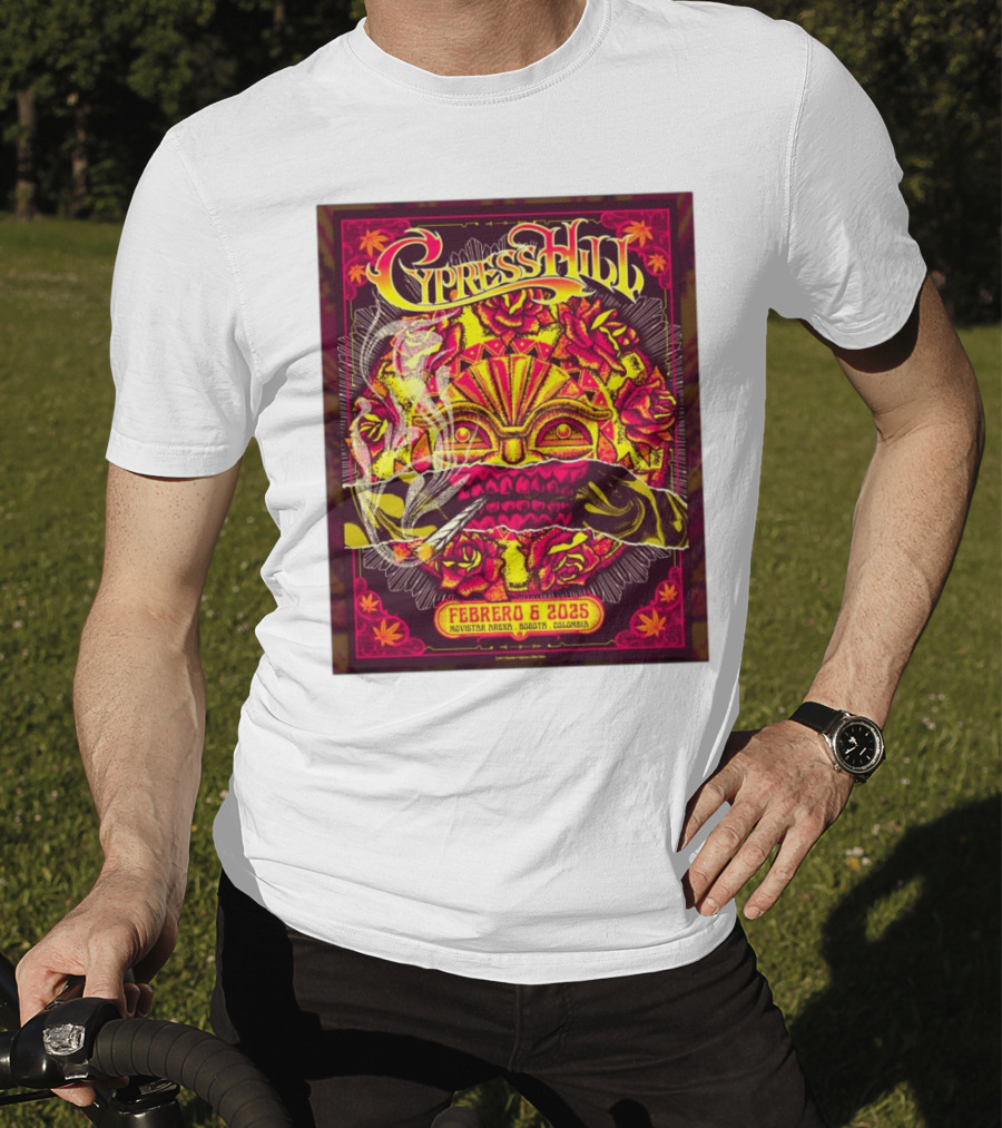 Cypress Hill Febrero 6 2025 Movistar Arena Bogotá Colombia Sun Mask Smoking Roses T-Shirt