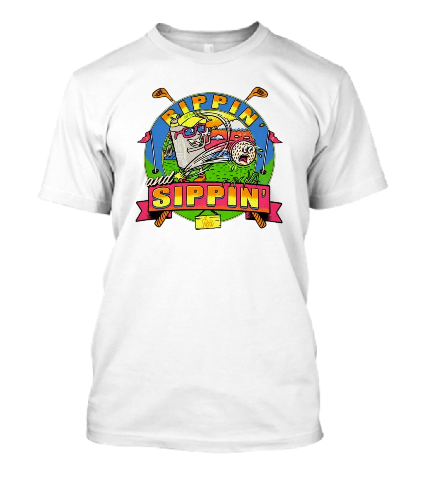 Rippin’ And Sippin’ Golf Old Row Funny Cartoon Golfing Cooler T-Shirt