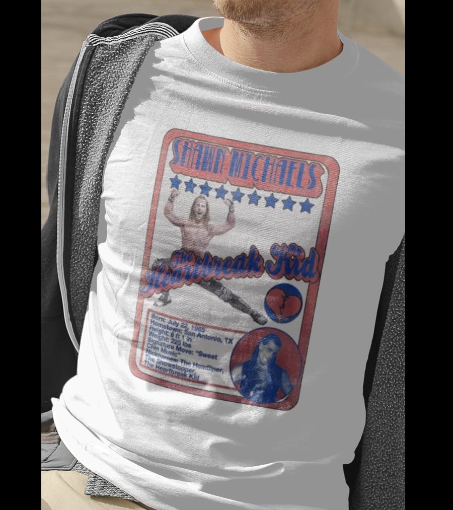 Shawn Michaels The Heartbreak Kid WWE Trading Card Born July 22 1965 San Antonio TX The Showstopper T-Shirt