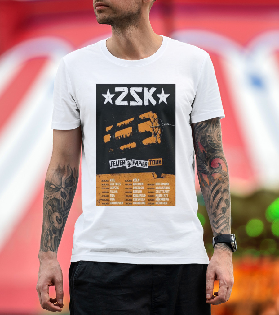 ZSK Feuer And Papier Tour 2025 Kiel Cottbus Leipzig Fulda Tour Dates T-Shirt