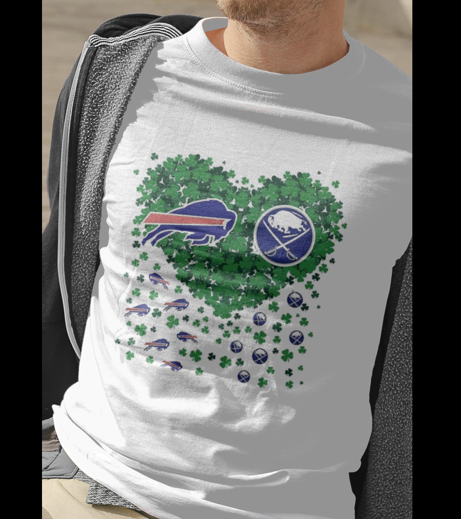 Buffalo Bills Heart Shamrock With Buffalo Hockey Symbol T-Shirt