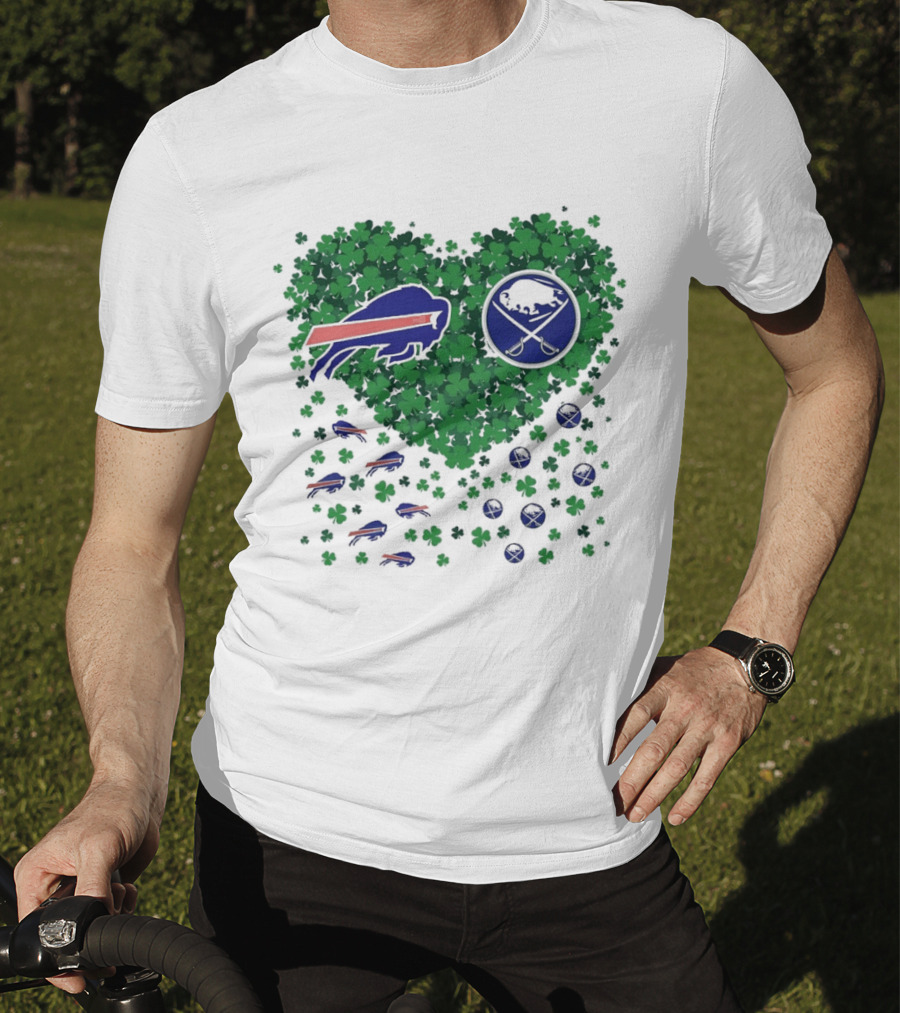 Buffalo Bills Heart Shamrock With Buffalo Hockey Symbol T-Shirt