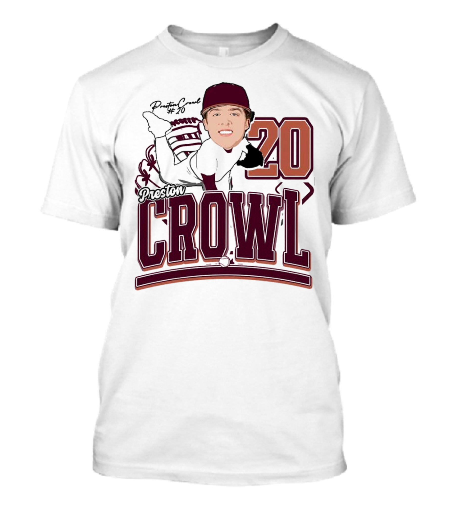 Preston Crowl Baseball 2025 Pitcher Number 20 T-Shirt
