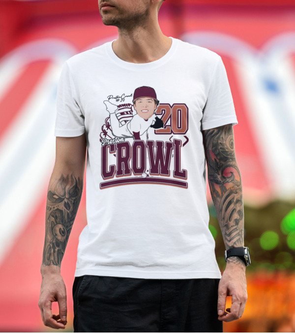 Premium T-Shirt: Preston Crowl Baseball 2025 Pitcher Number 20 T-Shirt Preston Crowl Baseball 2025 Pitcher Number 20 T-Shirt