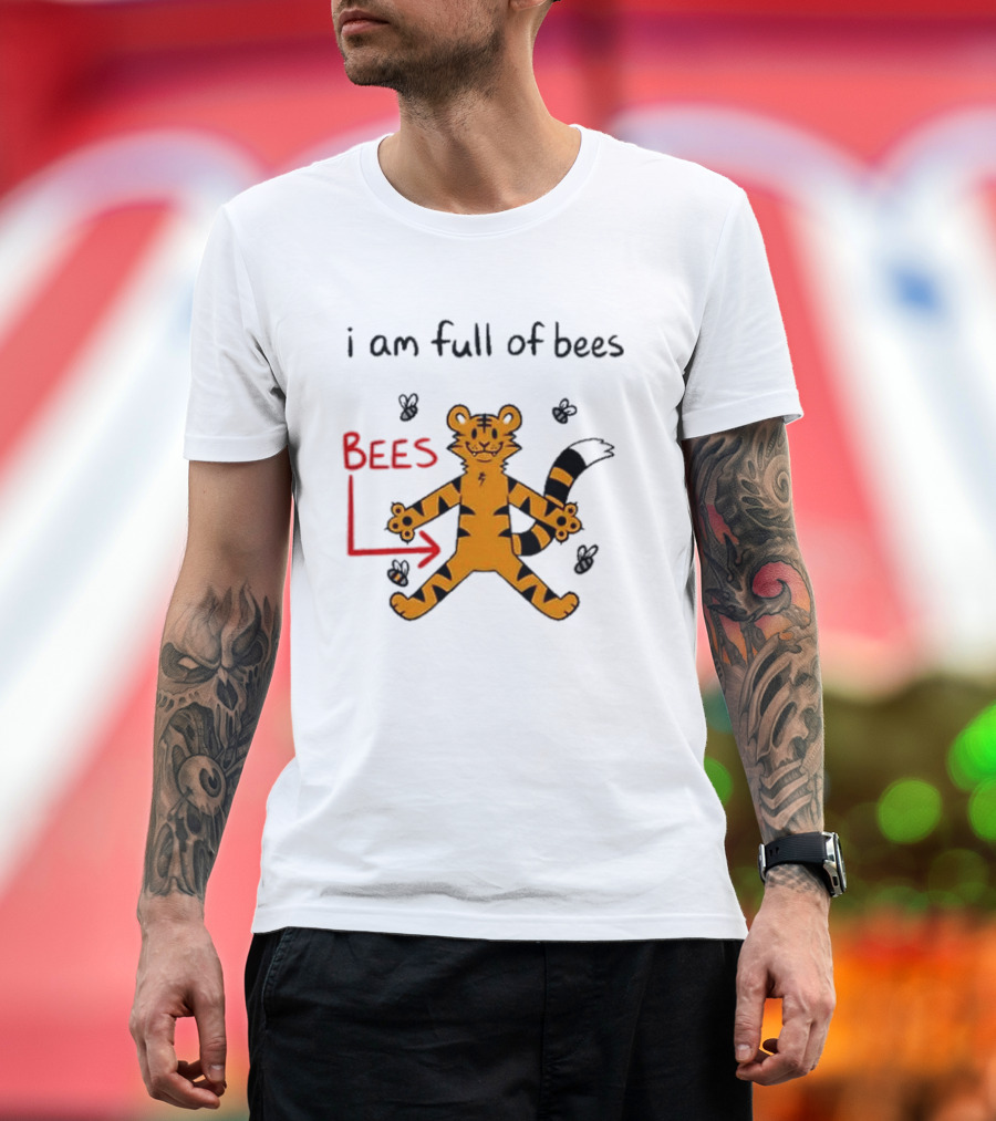 Prism Paws Tiger Bees Humor Graphic T-Shirt