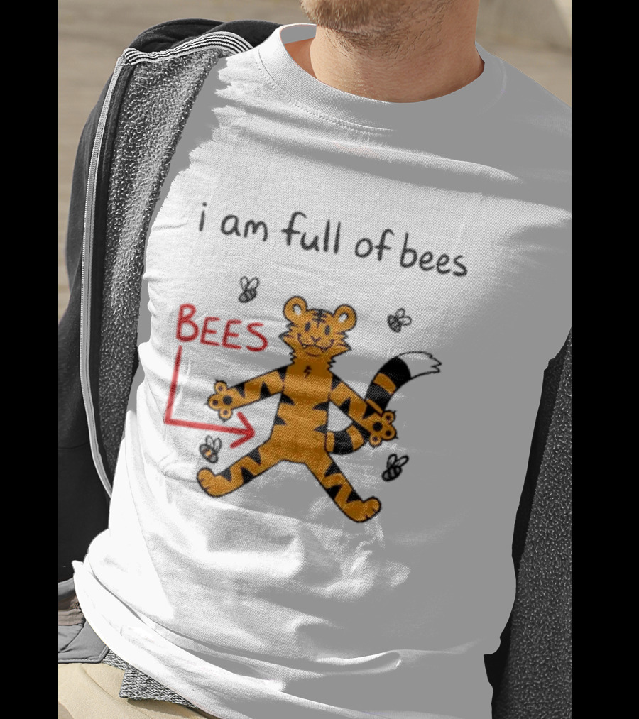 Prism Paws Tiger Bees Humor Graphic T-Shirt