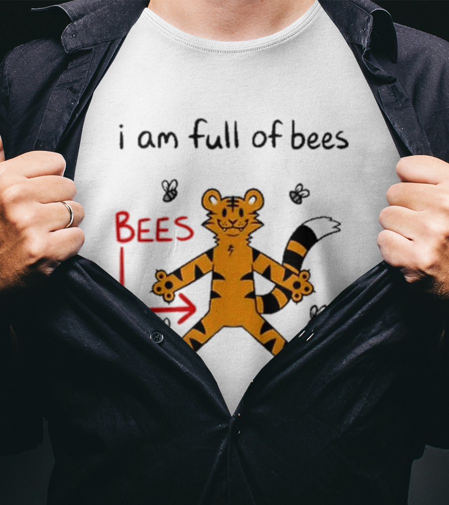 Prism Paws Tiger Bees Humor Graphic T-Shirt