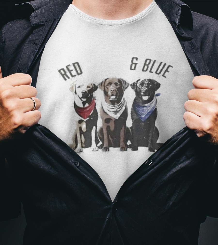 Red White And Blue Dogs Bandana Trio T-Shirt