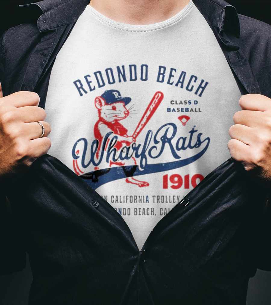 Redondo Beach Wharf Rats 1910 Baseball Mascot Southern California T-Shirt
