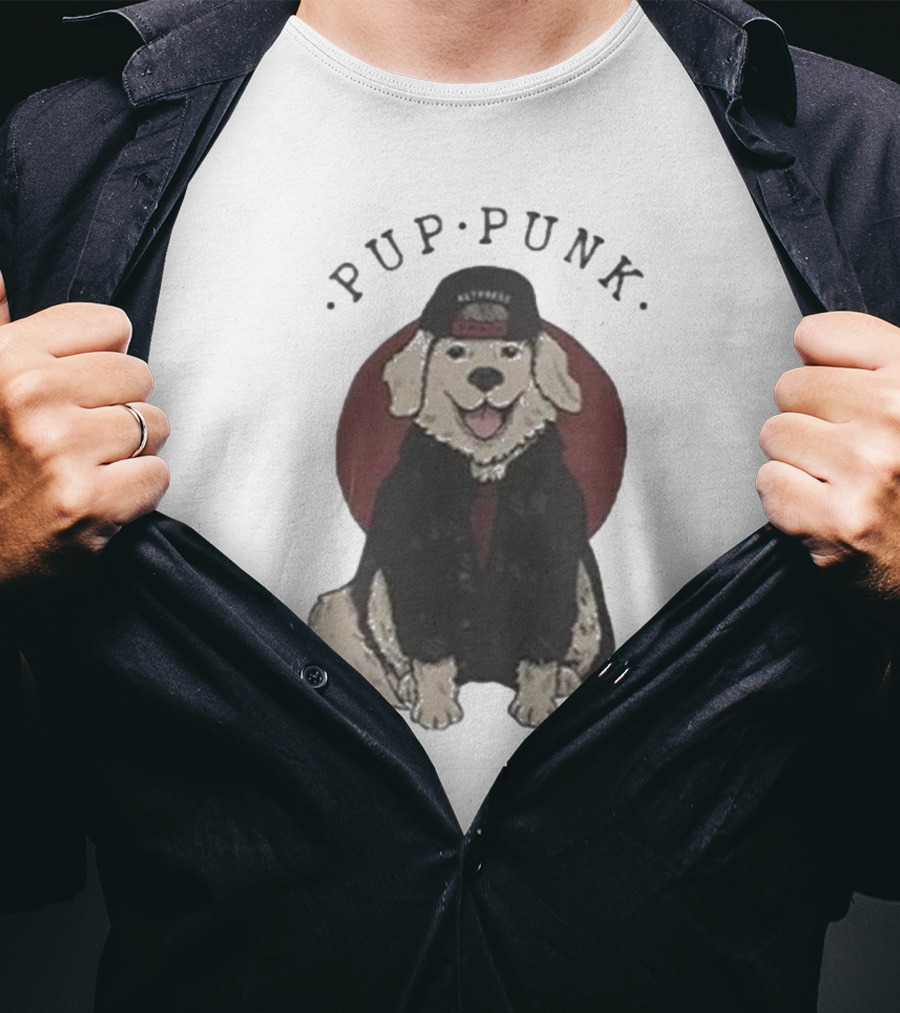 Pup Punk Funny Dog Hat Trick Adorable Canine Style T-Shirt
