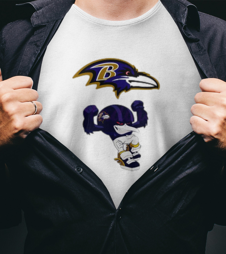 Baltimore Ravens Rush Zone NFL Cartoon Character Ravens Logo 2025 T-Shirt