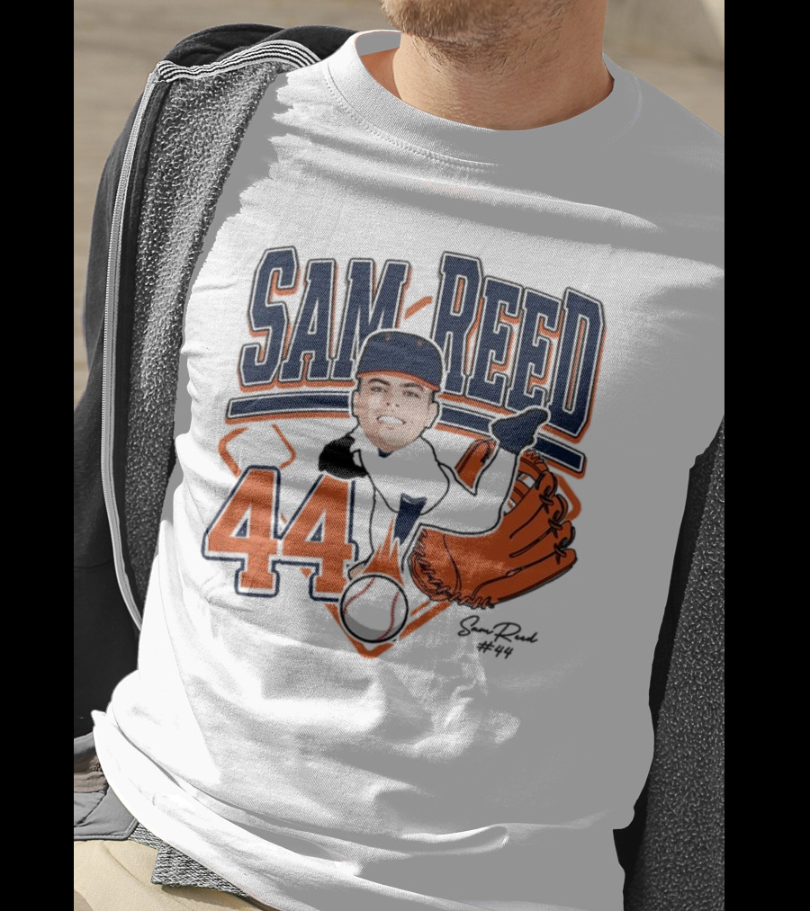 Sam Reed 44 Baseball Glove And Bat Graphic 2025 T-Shirt