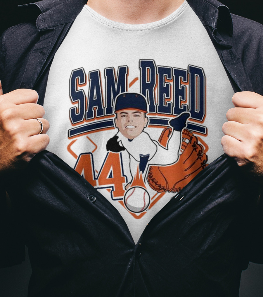 Sam Reed 44 Baseball Glove And Bat Graphic 2025 T-Shirt