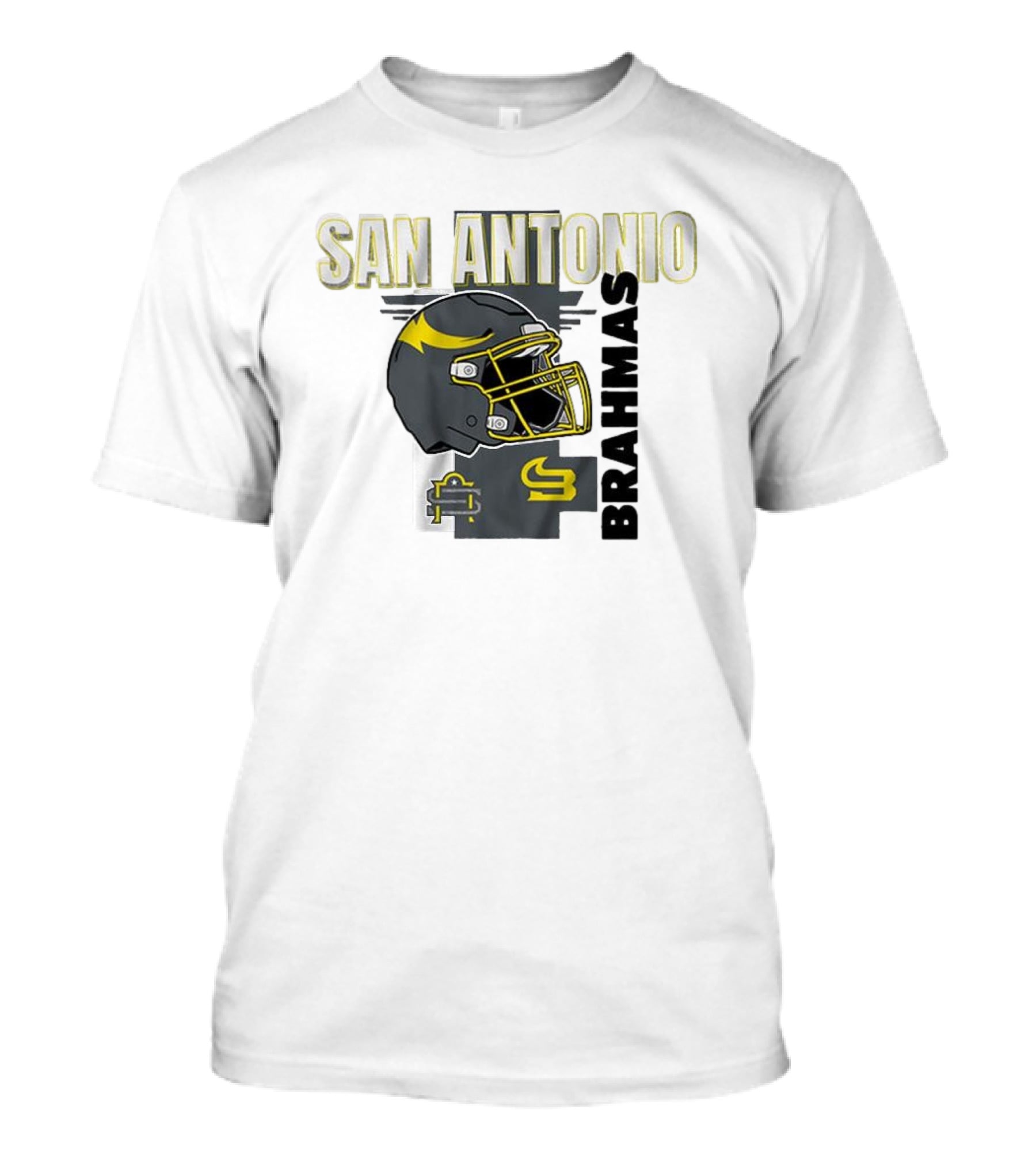 San Antonio Brahmas Football Helmet Pillow Block And SB Logo T-Shirt