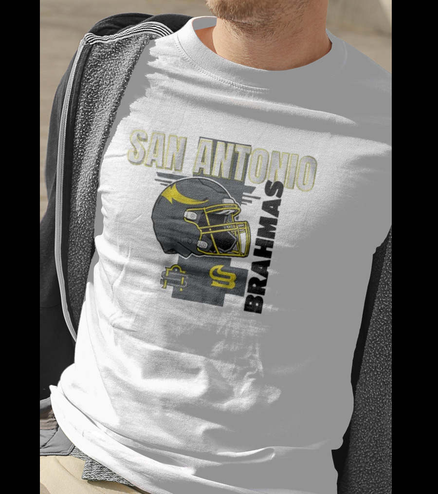 San Antonio Brahmas Football Helmet Pillow Block And SB Logo T-Shirt