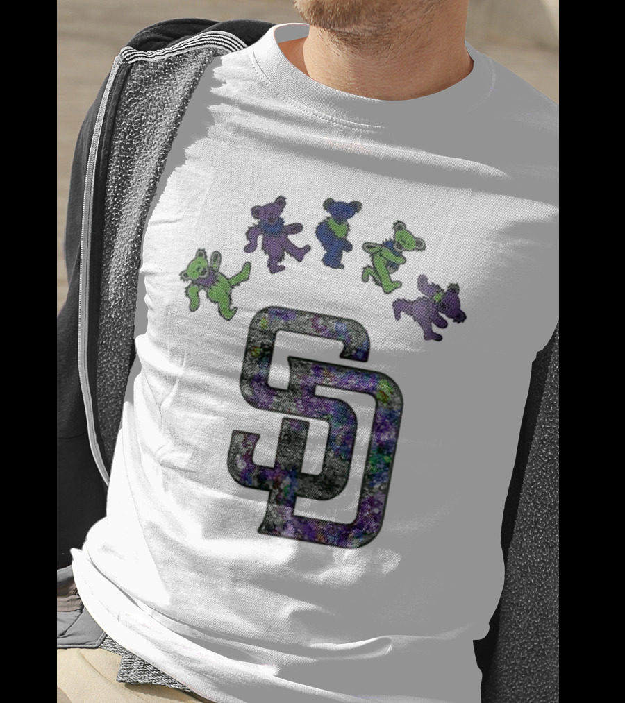 San Diego Padres Grateful Dead Night 2025 Dancing Bears Baseball Event T-Shirt