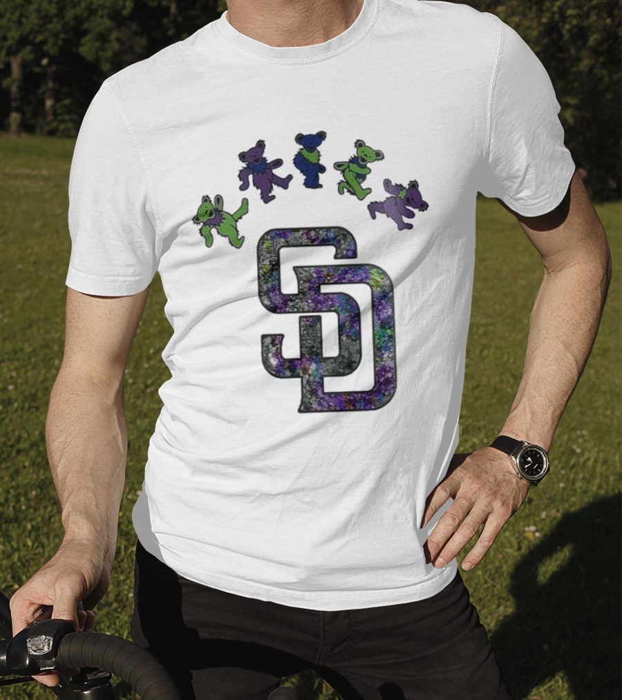 San Diego Padres Grateful Dead Night 2025 Dancing Bears Baseball Event T-Shirt