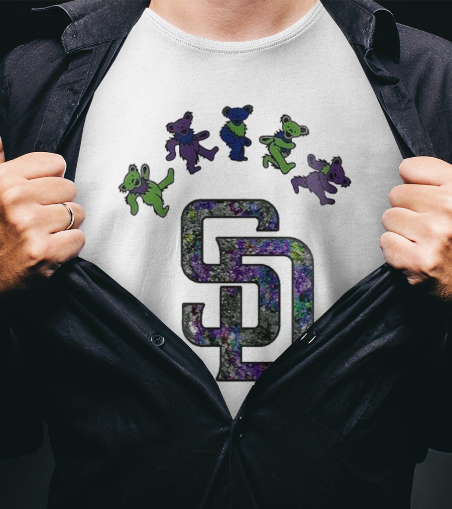 San Diego Padres Grateful Dead Night 2025 Dancing Bears Baseball Event T-Shirt