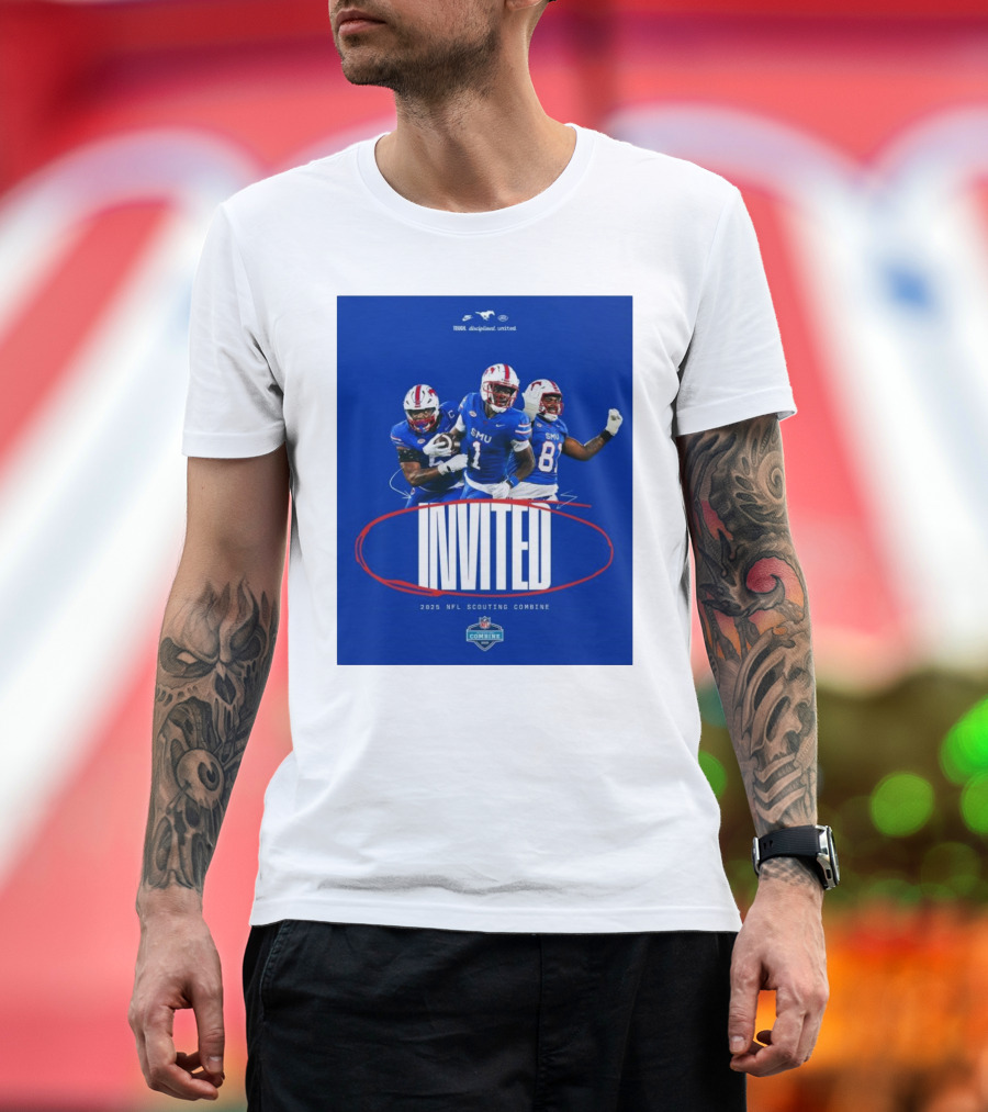 SMU Mustangs Invited Elijah Roberts Brashard Smith Jared Harrison-Hunte 2025 NFL Scouting Combine T-Shirt