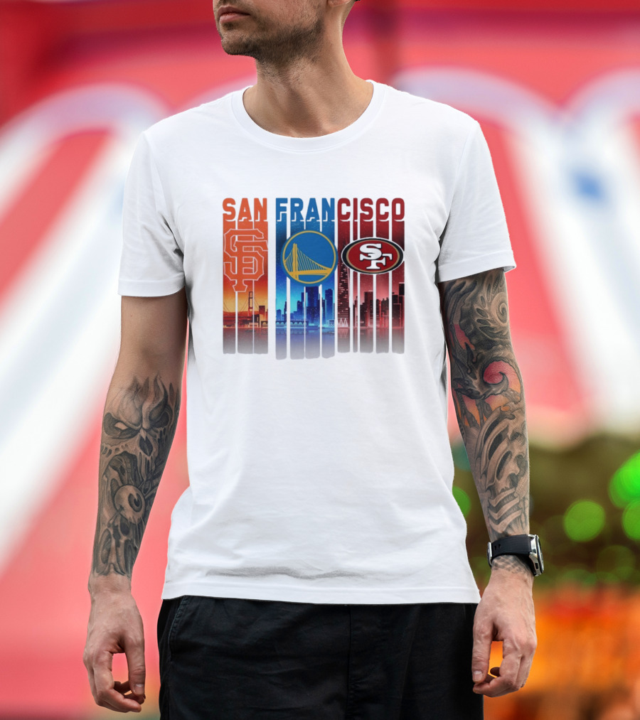 San Francisco Giants Warriors 49ers Cityscape Skyline T-Shirt