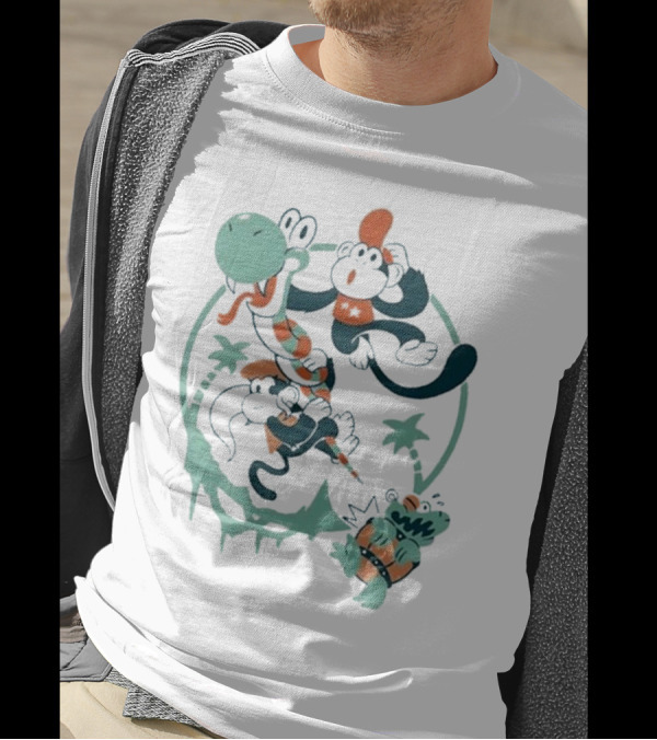 Tropical Adventure With Diddy And Dixie Riding Rattle Snake T-Shirt