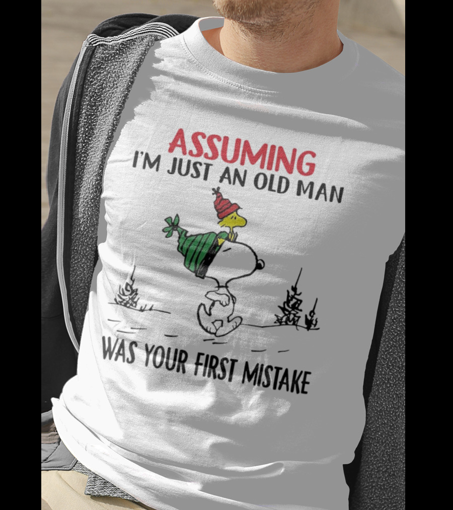 Assuming I'm Just An Old Man Snoopy And Woodstock Christmas Theme T-Shirt