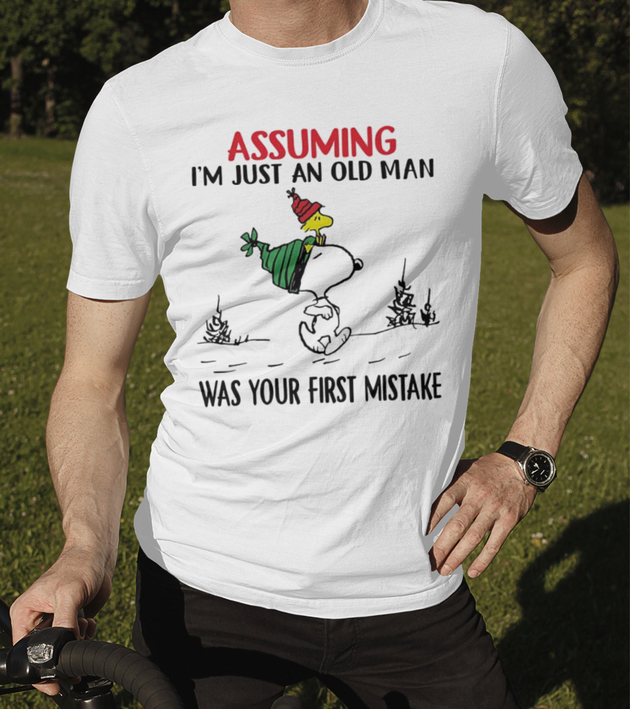 Assuming I'm Just An Old Man Snoopy And Woodstock Christmas Theme T-Shirt
