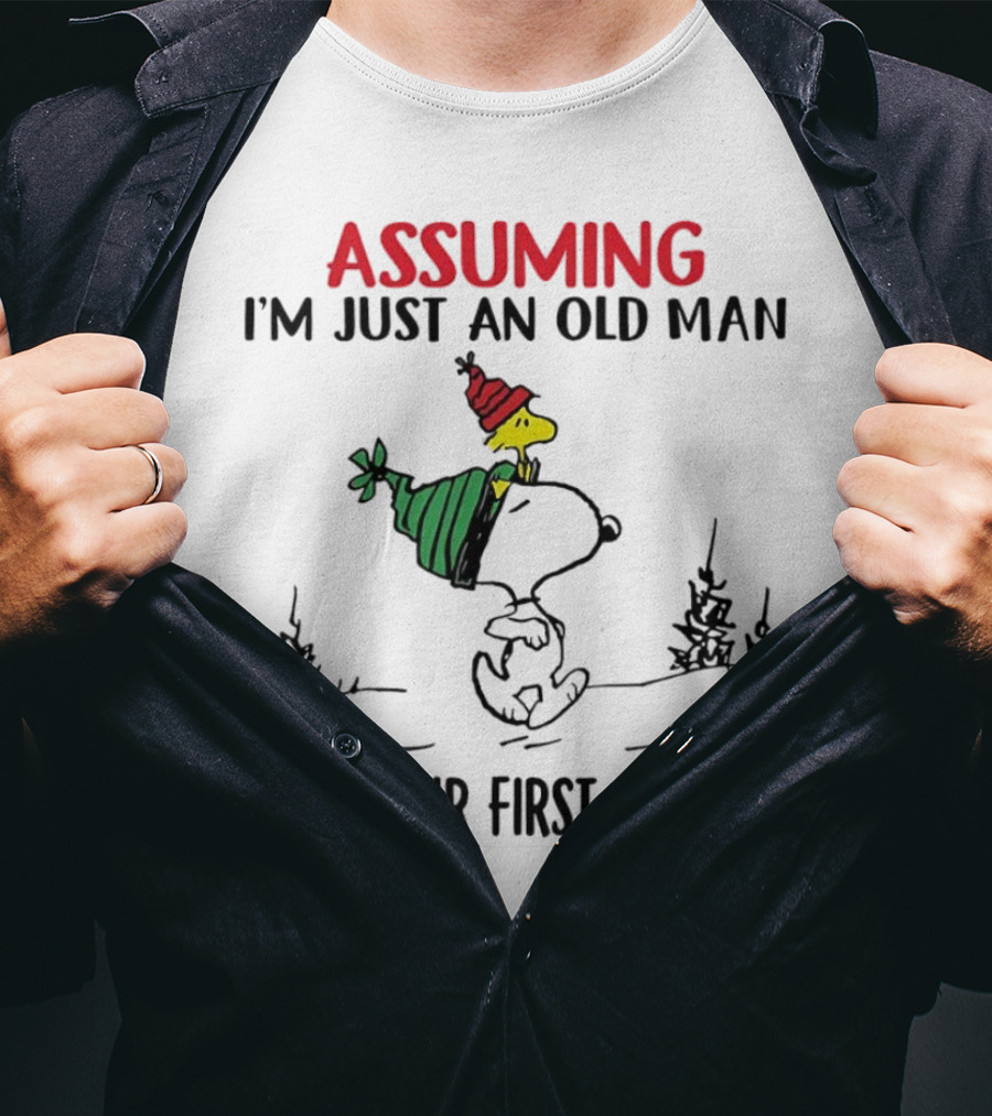 Assuming I'm Just An Old Man Snoopy And Woodstock Christmas Theme T-Shirt
