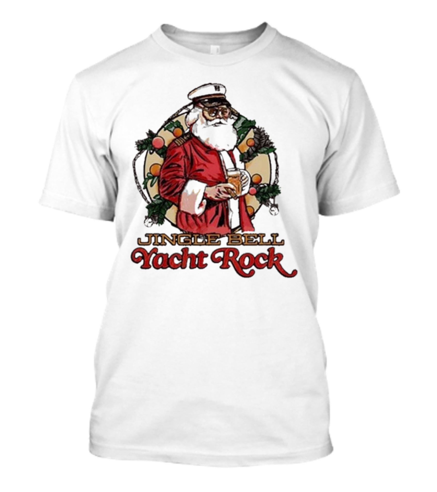 Jingle Bell Yacht Rock Christmas Captain Santa T-Shirt
