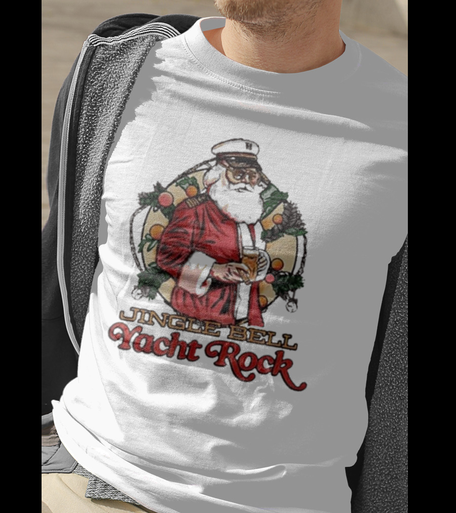 Jingle Bell Yacht Rock Christmas Captain Santa T-Shirt