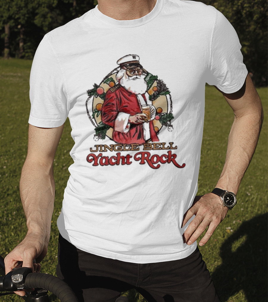 Jingle Bell Yacht Rock Christmas Captain Santa T-Shirt
