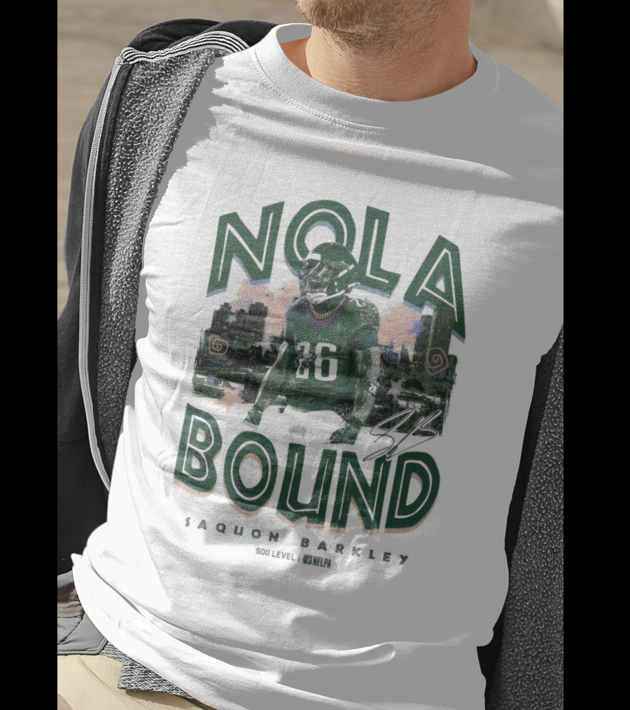 NOLA Bound Saquon Barkley Philadelphia Eagles NFLPA Signature T-Shirt