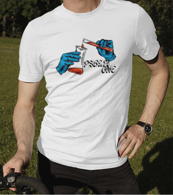 Science Of Psalm Blue Hands With Red Test Tube And Droplet T-Shirt