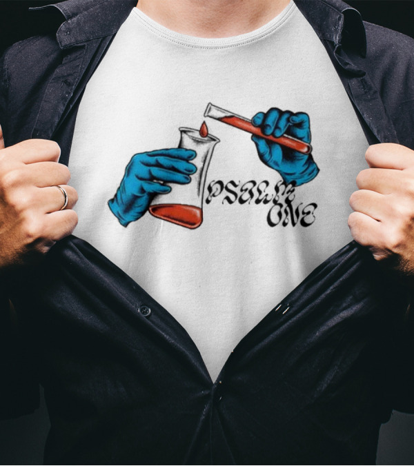 Science Of Psalm Blue Hands With Red Test Tube And Droplet T-Shirt