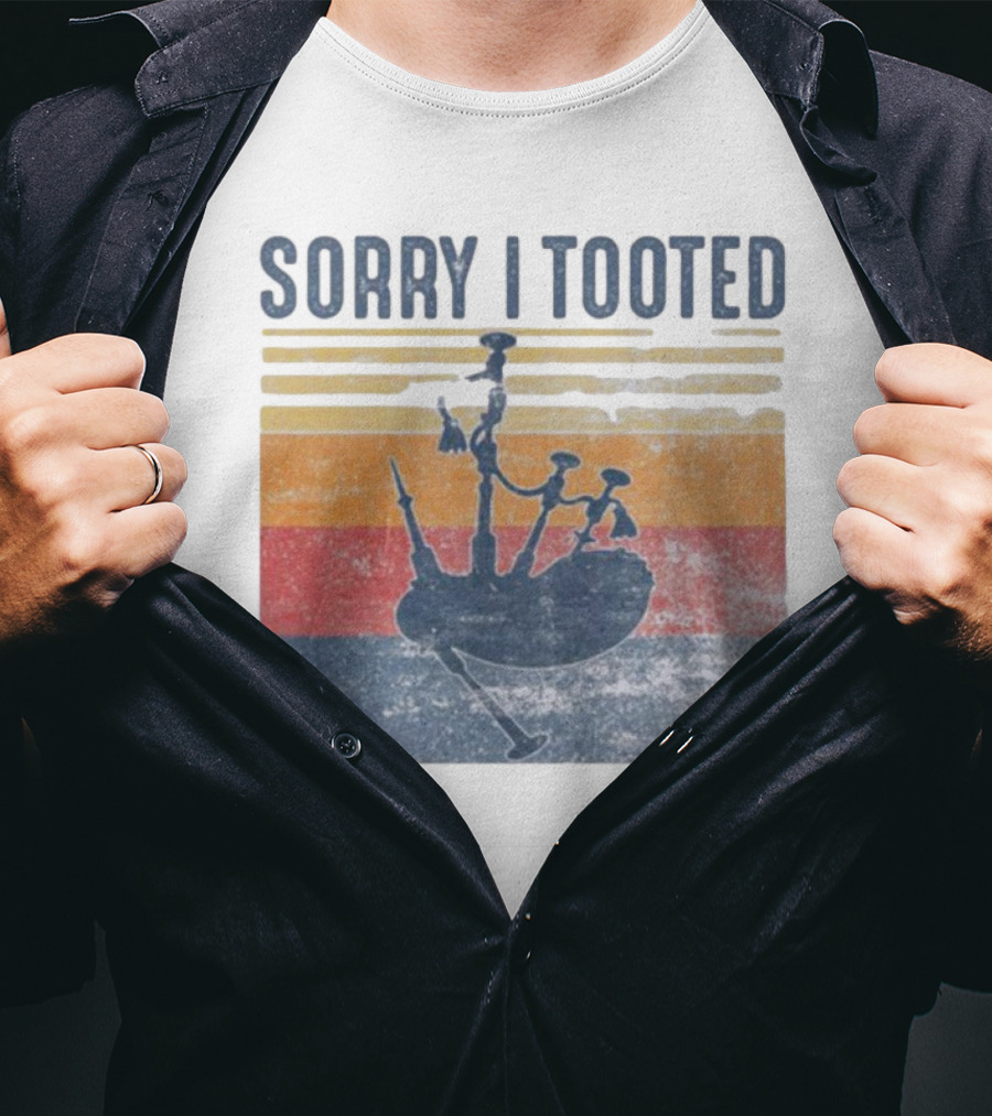 Sorry I Tooted Bagpipe Vintage Retro Stripes T-Shirt